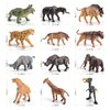 BRETOYIN Mini Prehistoric Mammals Animals Toys Set 12PCS Animal Figures Wildlife Figurines Woolly Mammoth Saber-Toothed Tiger Model Dire Wolf Figure Kids Birthday Gift