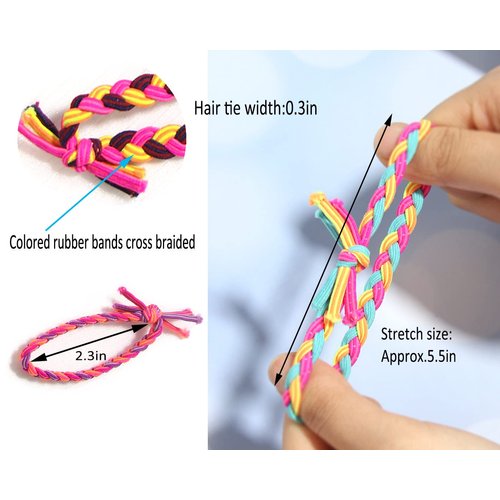 Braided Hair Scrunchies Elastic Ties 50pcs Hair Ropes Rubber Bands Ponytail Holders Hair Accessories (Mixed Colors)