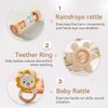 Youuys Wooden Baby Rattle Set (3pcs) - Crochet Rattle Rain Stick Teething Toys, Wooden Montessori Toy for Newborn Infant Baby Rattles Set Toys 3-6 Months(Lion)