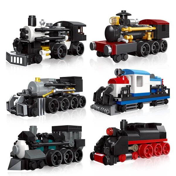 Apostrophe Games 6 in 1 Steam Trains Building Block Set – 463 Pcs – Variety of 6 Trains, Unique Styles, Stocking Stuffer