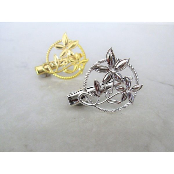 Small gold or silver flower hair barrette alligator clip bridal clip bridal (Primary color: Gold)