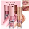Lip Gloss Oil Set-2 Colors Hydrating Fat Oil Lip Gloss,Tinted Lip Glow Oil,Non-sticky Shiny and Vegan Lip Glaze, Glitter Crystal Jelly Lip Oil Plumping,Valentine's Day Gift for Women Girl-Set D