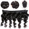 Human Hair Bundles Loose Wave 4 Bundles (14 16 18 20 Inch) 12A Grade Brazilian Virgin 100% Unprocessed Human Hair Loose Wavy Bundles Natural Black Weave Human Hair Extensions