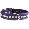 OmniPet 6087-PR10 Signature Leather Crystal and Leather Dog Collar, 10", Purple