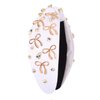 PHALIN Bow Headband for Women Gold Butterfly Bow Knot Headbands Embellished Rhinestone Crystal Wide Top Knot Headband Jeweled Ribbon Bow Hair Accessories Party Favors Gifts (White)