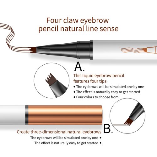 Yulinlon Q707 4 Tipped Precise Brow Pen – Long-Lasting Waterproof Eyebrow Pencil for Natural, Defined Brows – Easy to Use, Suitable for All Skill Levels (Dark Coffee)
