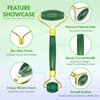 Poleview Jade Roller & Gua Sha Set, 100% Natural Facial Roller and Body Massage Skin Care Tools for Beauty, Increase Blood Circulation, Lymphatic Drainage & Reduce Wrinkles and Puffiness - Dark Green