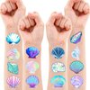 100 PCS Sea Shell Mermaid Birthday Party Decorations Favors Supplies Beach Ocean Seashells Decor Temporary Tattoos Stickers for Girls Boys Cute Gifts School Prizes Rewards