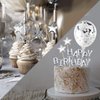 MOVINPE Slivery Cake Topper Decoration with Sliver Happy Birthday Candles Happy Birthday Banner Confetti Balloon Stars For Rose Gold Theme Party Decor Boy Girl Kid Men Women Birthday Party