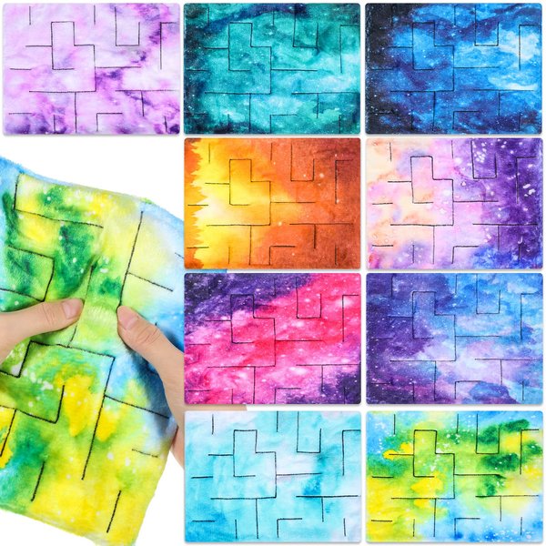 Youyole 9 Pcs Fidget Marble Maze Mat Bulk, Soft Fabric Sensory Cloth Stress Relief Toys Quiet Classroom Fidget Toys for Kids Back to School Supplies, 7.8 x 6 Inch(Starry Sky)