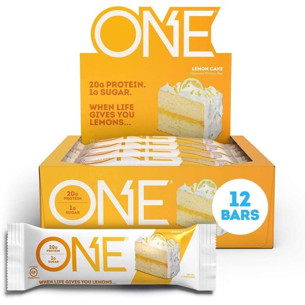 ONE Protein Bars, Lemon Cake, Gluten Free Protein Bars with 20g Protein and 1g Sugar, Pantry Staples, 2.12 oz (12 Count)