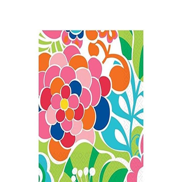 Amscan Decorative Popping Flowers Party Lunch Paper Napkins (16 Pack), 6.5 x 6.5", Multicolored