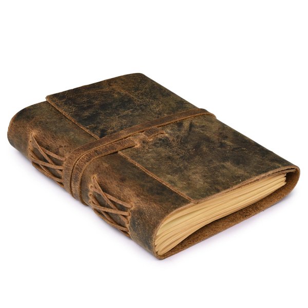 LEATHER VILLAGE Lined Paper Leather Bound Journal-260 Pages, Rustic Brown, 8 X 6 Inches (A5) - Book of Shadows - Writing Notebook, Daily Notepad, Travel Diary For Women/Men