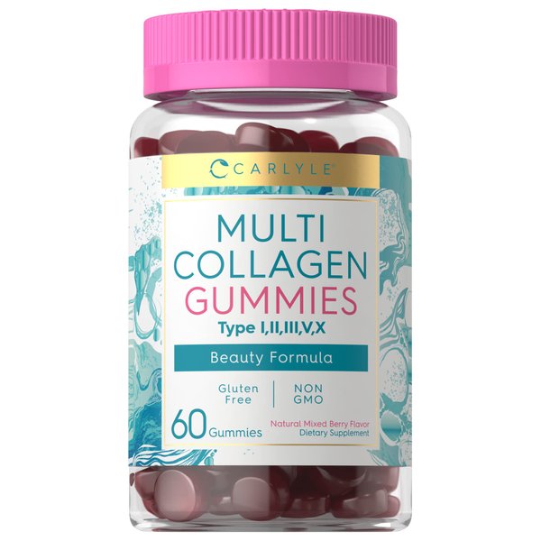 Carlyle Collagen Gummies | 60 Count | Multi Collagen Complex | Beauty Formula Supplement | Mixed Berry Flavor | Non-GMO, Gluten Free