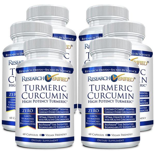 Research Verified Turmeric Curcumin - with BioPerine, Curcumin C3 Complex - Vegan - Made in The USA - 360 Capsules