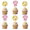 Ambishi 24 Pcs Messi Soccer Star Number 10 Cupcake Toppers, Happy Birthday Cake Decorations for Ball Player, Football Fans Team Party, Sport Football Themed Birthday Party Supplies