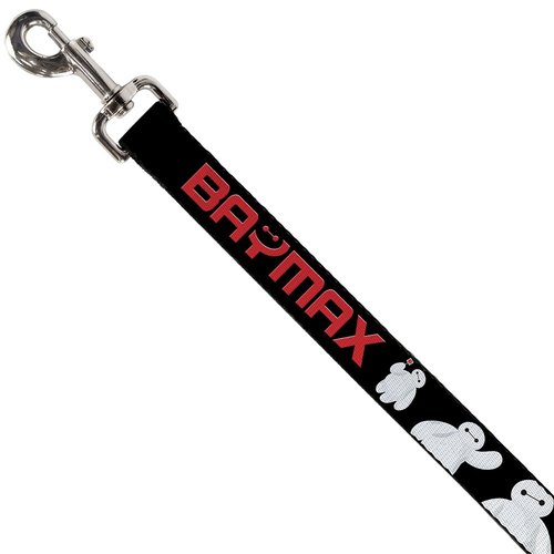 Dog Leash Baymax Poses Black White Red 6 Feet Long 0.5 Inch Wide