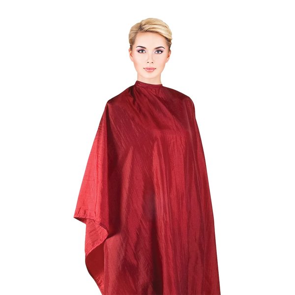 Cricket Forte Haircutting Cape Professional Salon Barbershop Hairdresser Hairstylist Cape for Clients, Adjustable Snap Neck Closure, Red