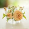 Wedding Yellow Ivory Flower Hair Comb Clips Floral Headpiece Floral Hair Accessories Christmas Festival Headpiece Women Girls Party Silvery