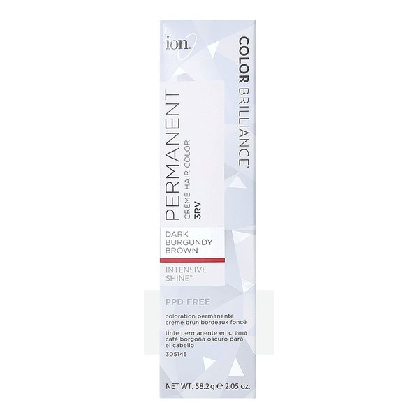 Ion 3RV Dark Burgundy Brown Permanent Creme Hair Color 3RV Dark Burgundy Brown