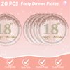 62Pcs 18th Birthday Decorations for Girls Her, Rose Gold Birthday Party Supplies Include 40Plates 20Napkins and 2Piece Tablecloth, Rose Gold Princess Party Tableware for 20 Guests