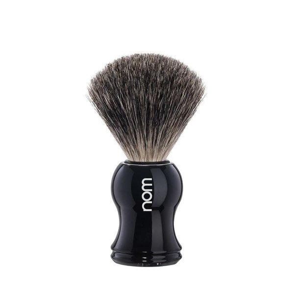 NOM Gustav shaving brush | Pure Badger Shave Brush for Shaving soaps and creams | exfoliating shaving brush | Black handle