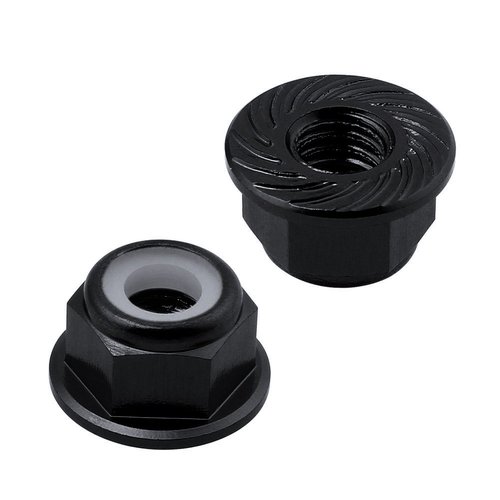 HobbyPark Aluminum M4 4mm Flanged Nylon Lock Nuts for 1/10 Scale RC Car Truck Buggy Crawler Wheels(8-Pack) (Black)