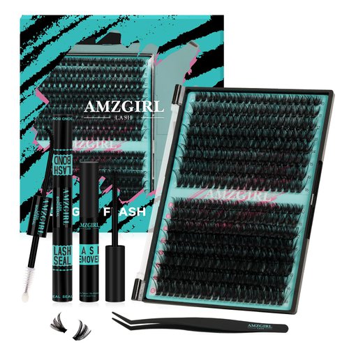 Lash Clusters Kit,320Pcs Eyelash Cluster,7090D Lashes Extension Kit,Eyelashes Extensions with Lash Bond & Seal and Lash Applicator,Lash Glue Remover for Diy Individual Lashes(D-Curl,10-16mm,Kit)