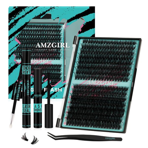 Lash Clusters Kit,320Pcs Eyelash Cluster,7090D Lashes Extension Kit,Eyelashes Extensions with Lash Bond & Seal and Lash Applicator,Lash Glue Remover for Diy Individual Lashes(D-Curl,10-16mm,Kit)