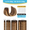 Evala Clip in Hair Extensions, 7pcs 120g Clip in Hair Extensions Real Human Hair 18 inch Clip ins #P4/27 Chocolate Brown to Caramel Blonde Hair Extensions Clip ins Brown Human Hair Extensions