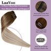 LaaVoo Ombre Clip in Hair Extensions Real Human Hair Balayage Light Brown to Ash Blonde Mix Platinum Blonde Hair Extensions Clip ins Ombre Human Hair Clip in Extensions 14 Inch 5pcs/80g