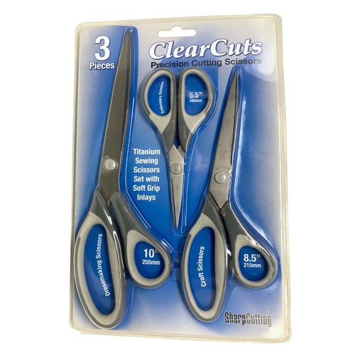Office Scissors Pack Craft Sissors - Best Titanium Scissors - Sharp Scissors, Sewing Siccors, Multi Pack Set of 3, Soft Handle, Utility Household Scizzors