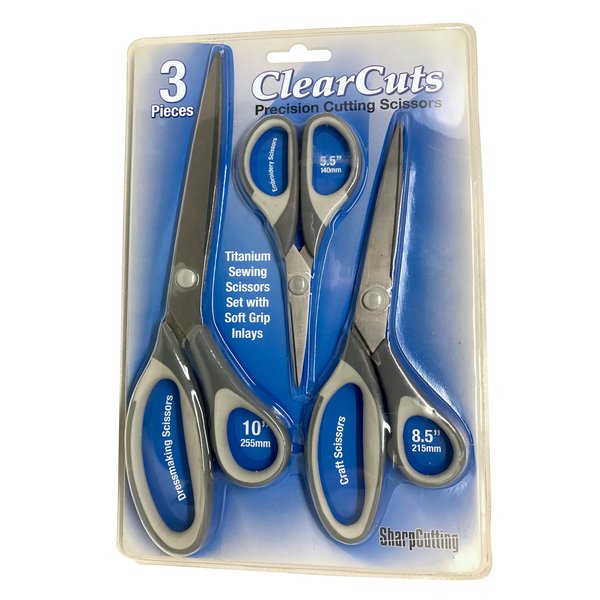 Office Scissors Pack Craft Sissors - Best Titanium Scissors - Sharp Scissors, Sewing Siccors, Multi Pack Set of 3, Soft Handle, Utility Household Scizzors