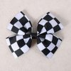 2Pc Racing Checkered Flag Hair Bow Clips 4 inch Girls Women Black White Buffalo Plaid Ribbon Pigtail Bow Barrettes Race Fan Hair Accessories Car-Themed Birthday Party Gift