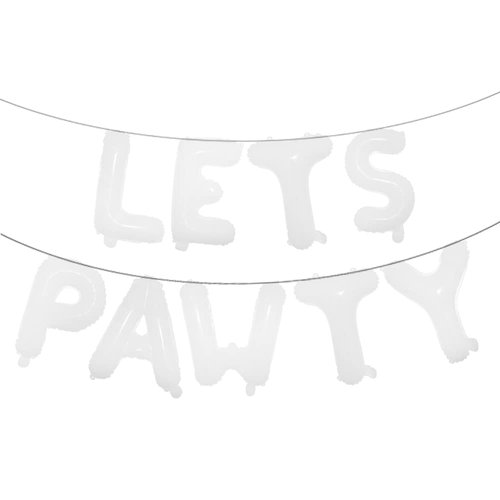 9PCS 16'' Foil Balloon Dog Pet Birthday Lets Pawty Balloons,Happy Birthday Banner for Pet Dog Party Supplies Decoration Set (PAWTY White)