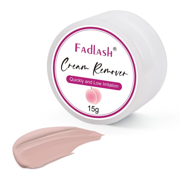 FADLASH Lash Extension Remover, 15g Cream, Natural, Peach-15g, Quickly & Low Irritation, Sensitive Skin, Salon Lash Glue Remover