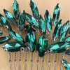 Denifery Women Dainty Simple Full Rhinestone Hair Comb Bride Wedding Hair Comb Bridal Hair Accessories Shiny Rhinestones Bridal Side Hair Combs for Women and Girls (Green)