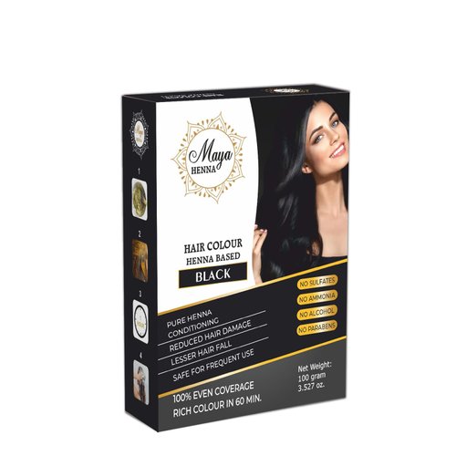 MAYA Henna 100 GRAM Hair Color, 100% Organic Henna Powder Infused with Goodness of Herbs, Natural Henna Hair Dye For Soft Shiny Hair,5 sachets X 20 gram each (BLACK)