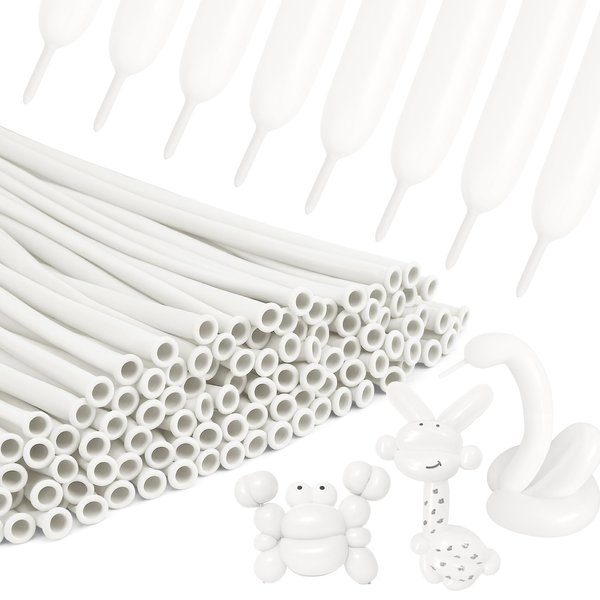 260 Balloons, White Balloons 100PCS, Long Balloons for Tying Balloon Arch, Skinny Balloon Animal Balloons, Kids Party Favors for Birthday Party Baby Shower Wedding Graduation Christmas Decoration