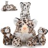MaoGoLan Cheetah Stuffed Animals with Babies,4 Pcs Leopard Stuffed Animal for Girls,Mama and Baby Cheetah Plush,Leaopard Plush with 3 Cubs for Kids Birthday Gift