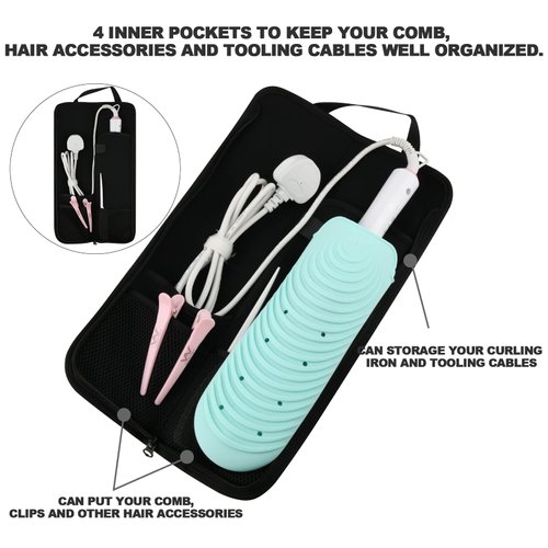 Beautyflier Curling Iron, 16.5IN, Flower White - Set of 2 Travel Case, Canvas Heat-Resistant Flat Iron Holder Case and Silicone Mat for Hair Tools for Travel, Gym or Daily Use