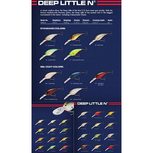 Norman Lures Deep Little N Crankbait Bass Fishing Lure, 9-12 Foot Depth, Fishing Gear and Accessories, 2 1/2", 3 oz, Black Splatter
