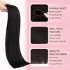 GOO GOO Sew in Hair Extensions Real Human Hair, Weft Hair Extensions Human Hair, 1B Natural black 20 Inch-105g, Weft Bundles Straight Silky Remy Hair