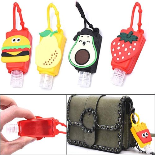 Red Strawberry Empty Travel Bottle Hand Sanitizer,Cartoon Hangable w Cover Silicone Refillable Bottle Cosmetic Container for Hand Soap Holder Refillable Cosmetic Containers Pump Dispensers