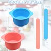 Silicone Wax Warmer Liners with Spatula Sticks - 2 Pcs Non-Stick Reusable Wax Melt Bowls for Hair Removal (Blue, Pink)