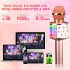 BlueFire Wireless 4 in 1 Bluetooth Karaoke Microphone with LED Lights, Portable Microphone for Kids, Best Gifts Toys for Kids, Girls, Boys and Adults (Pink)