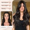 KooKaStyle Invisible Wire Hair Extensions with Transparent Wire Adjustable Size 6 Secure Clips Long Wavy Layered Synthetic Hair Extensions Natural Black 16 Inch