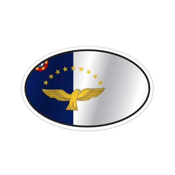 Azores Flag Oval - 12" Vinyl Sticker Waterproof Decal