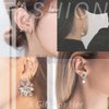 Allereyae Vintage Crystal Pearl Heart Dangle Earrings Rhinestone Pearl Drop Earrings Gold Cz Pearl Stud Earrings Heart Love Earrings Jewelry for Women and Girls