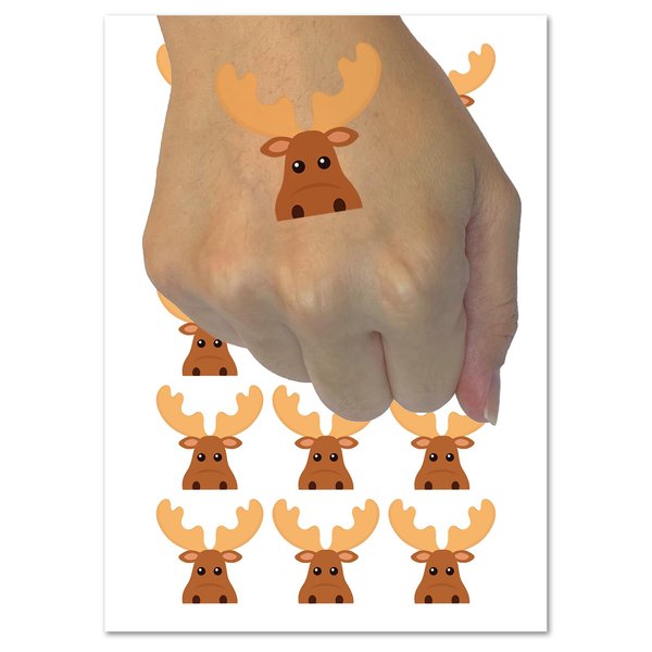 Peeking Moose Temporary Tattoo Water Resistant Fake Body Art Set Collection - 54 1" Tattoos (1 Sheet)